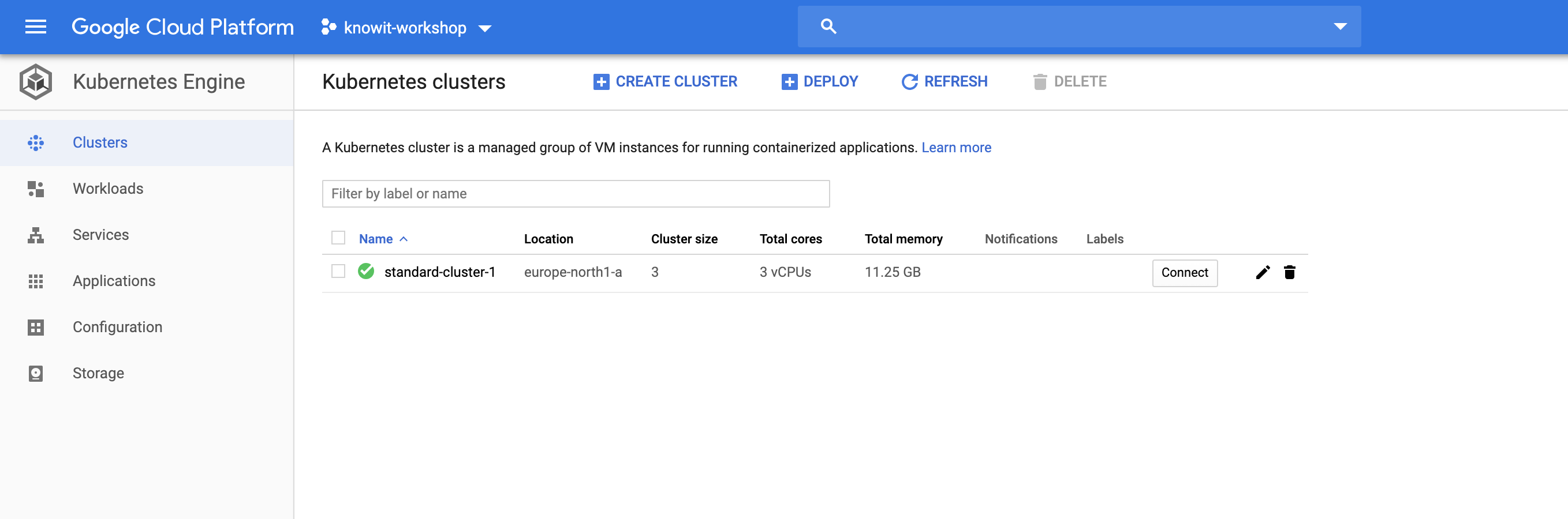 google cloud project screenshot
